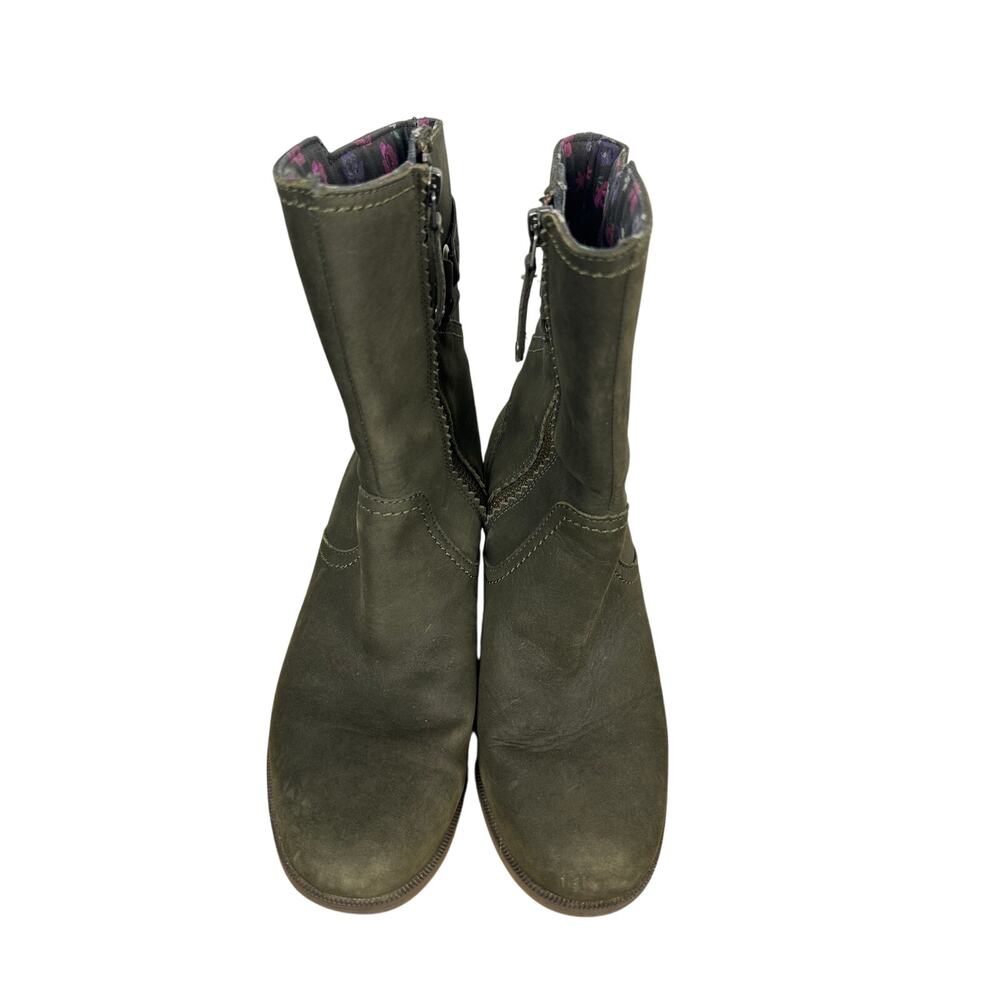 Teva Women's Foxy Mid-Calf Black Olive Leather Boho Harness Heeled Boots 7.5